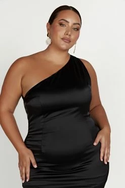Harper One Shoulder Gown - Black -Meshki Shop 20230118 meshki ecomm bridal nat8356