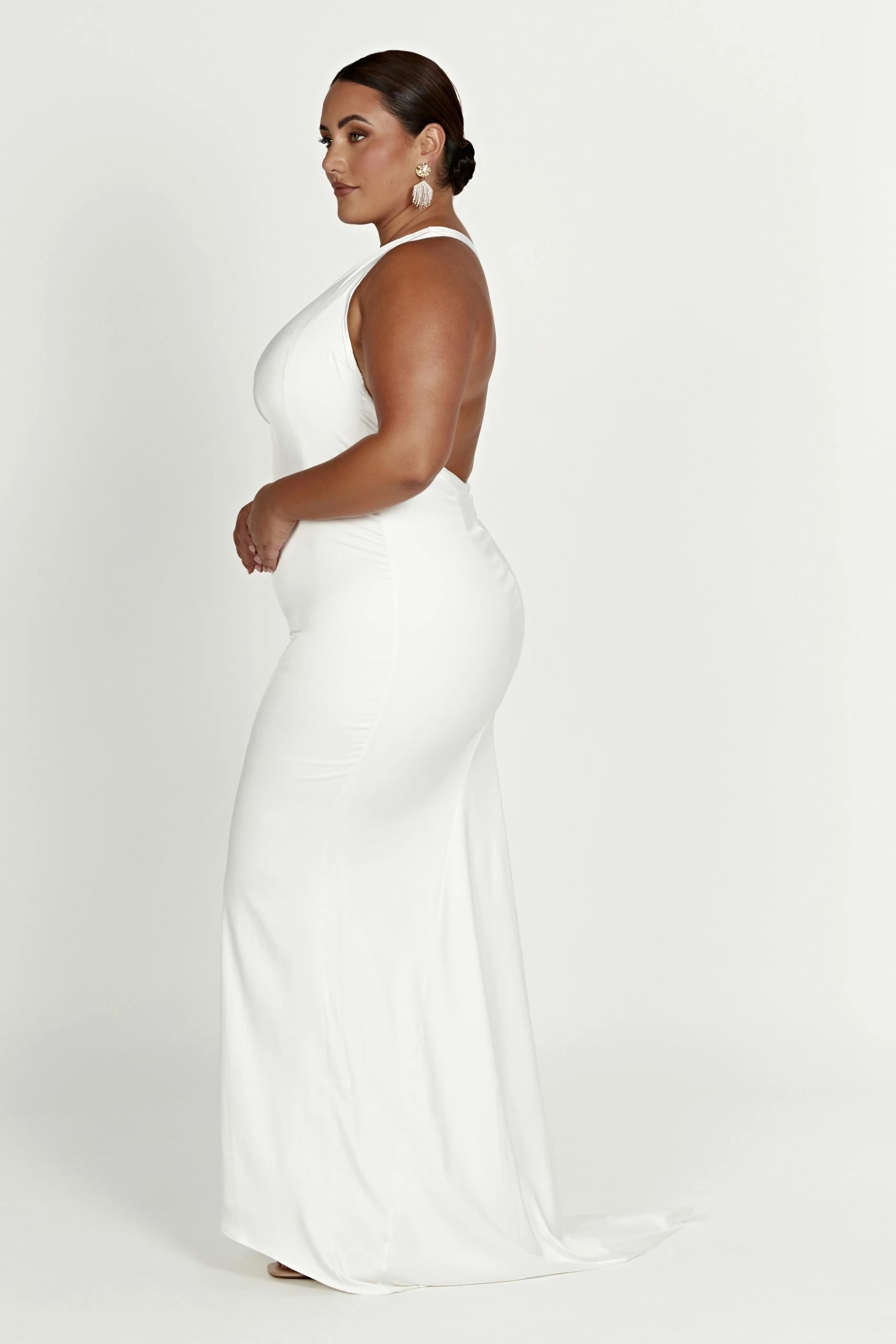 Harper One Shoulder Gown - White 9 Harper One Shoulder Gown - White - Image 7