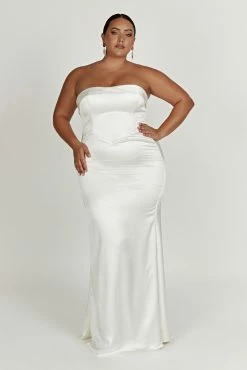Kaitlin Strapless Gown - White -Meshki Shop 20230118 meshki ecomm bridal nat8575