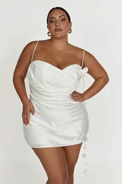 Otillie Rose Halter Mini Dress - White -Meshki Shop 20230118 meshki ecomm bridal nat8677