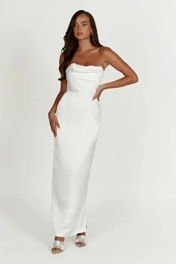 Alanis Strapless Maxi Dress - White -Meshki Shop 20230118 meshki ecomm bridal nat9717