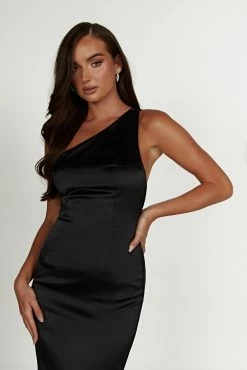 Harper One Shoulder Gown - Black -Meshki Shop 20230118 meshki ecomm bridal nat9925
