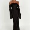 Giselle Off Shoulder Cowl Neck Maxi Dress - Black -Meshki Shop 20230209 meshki ecomm zora katie12115