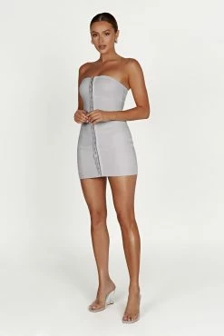Ornella Hook And Eye Mini Dress - Grey -Meshki Shop 20230209 meshki ecomm zora katie12374