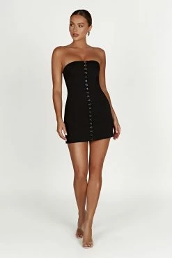 Ornella Hook And Eye Mini Dress - Black