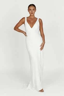 Amanza Maxi Dress With Cowl Back - White -Meshki Shop 20230209 meshki ecomm zora katie12781