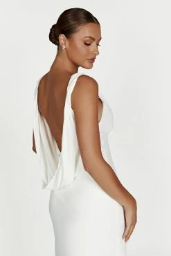 Amanza Maxi Dress With Cowl Back - White -Meshki Shop 20230209 meshki ecomm zora katie12818