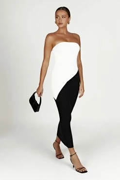 Bristol Two Tone Knit Maxi Dress - Black -Meshki Shop 20230209 meshki ecomm zora katie12897