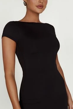 Reyna Recycled Nylon Backless Mini Dress - Black 11 Reyna Recycled Nylon Backless Mini Dress - Black -Meshki Shop 20230209 meshki ecomm zora katie12963