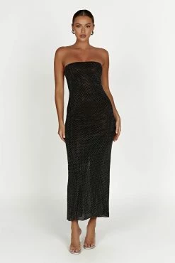 BSD Waverly Strapless Diamante Midi Dress - Black