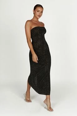 BSD Waverly Strapless Diamante Midi Dress - Black -Meshki Shop 20230209 meshki ecomm zora katie13126