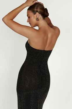 BSD Waverly Strapless Diamante Midi Dress - Black -Meshki Shop 20230209 meshki ecomm zora katie13144