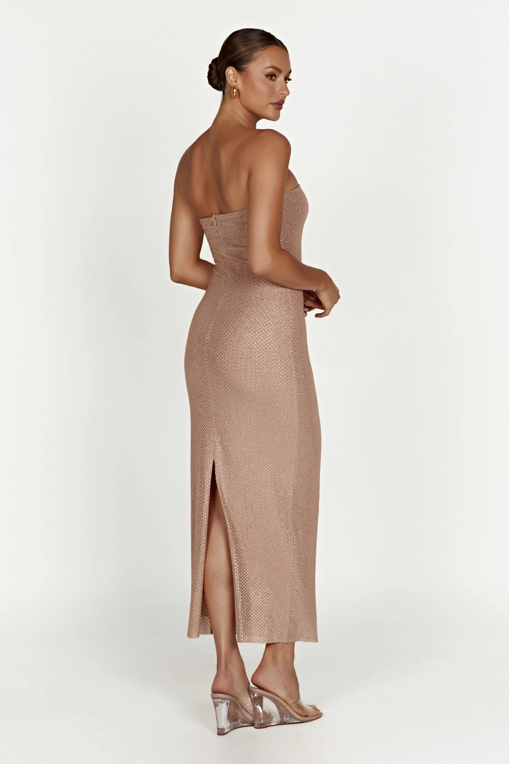 BSD Waverly Strapless Diamante Midi Dress - Nude 3 BSD Waverly Strapless Diamante Midi Dress - Nude - Image 2