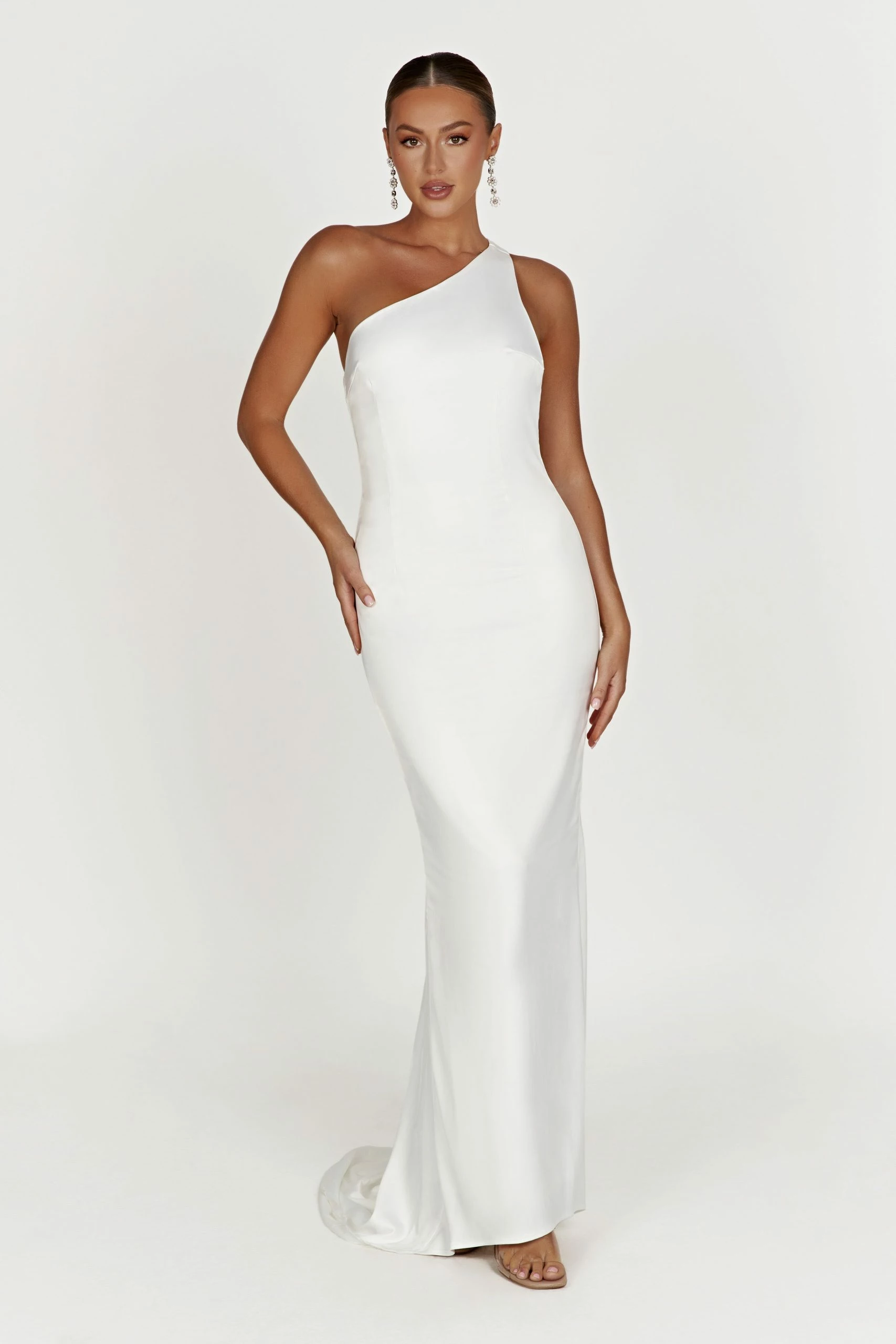 Harper One Shoulder Gown - White 4 Harper One Shoulder Gown - White - Image 2