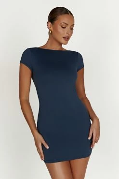 Reyna Recycled Nylon Backless Mini Dress - Midnight Navy -Meshki Shop 20230210 meshki ecomm zora katie 214512