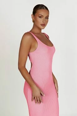 Hadley Backless Knit Maxi Dress - Candy Pink -Meshki Shop 20230210 meshki ecomm zora katie 214607 a4437fff 0894 4247 a985 d92d99575ad2