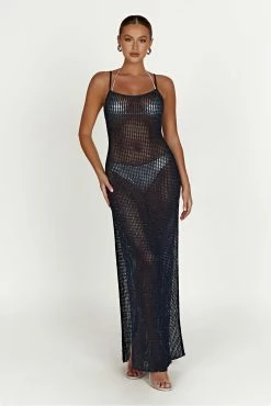 Zelda Sequin Crochet Maxi Dress - Midnight Navy 17 Zelda Sequin Crochet Maxi Dress - Midnight Navy -Meshki Shop 20230210 meshki ecomm zora katie 215285