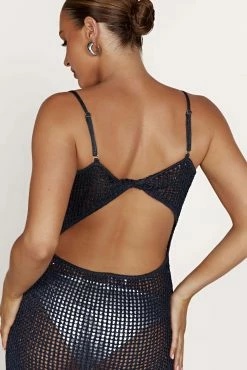 Zelda Sequin Crochet Maxi Dress - Midnight Navy 19 Zelda Sequin Crochet Maxi Dress - Midnight Navy -Meshki Shop 20230210 meshki ecomm zora katie 215308