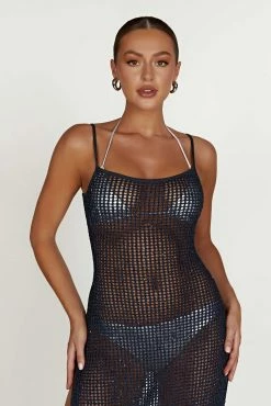 Zelda Sequin Crochet Maxi Dress - Midnight Navy 18 Zelda Sequin Crochet Maxi Dress - Midnight Navy -Meshki Shop 20230210 meshki ecomm zora katie 215316