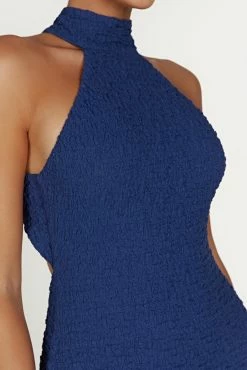 Yuki Textured Halter Mini Dress - Midnight Navy -Meshki Shop 20230210 meshki ecomm zora katie 215617