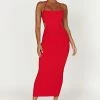 Morgan Halter Knit Midi Dress - Red