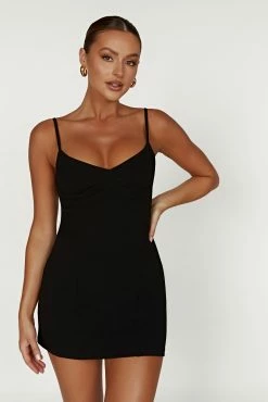 Thalia Crepe Mini Dress - Black