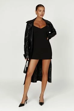 Thalia Crepe Mini Dress - Black -Meshki Shop 20230216 meshki ecomm refresh katie0200