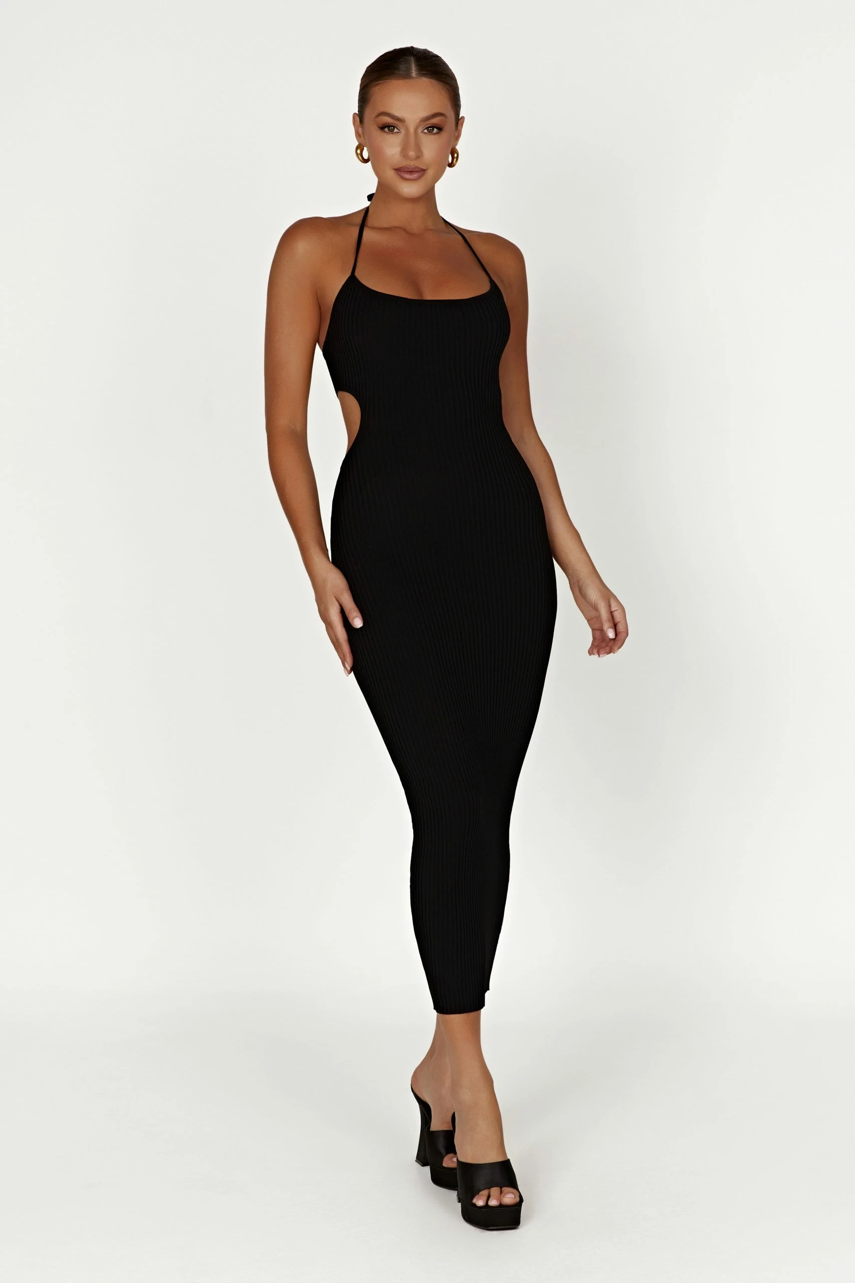 Morgan Halter Knit Midi Dress - Black 3 Morgan Halter Knit Midi Dress - Black