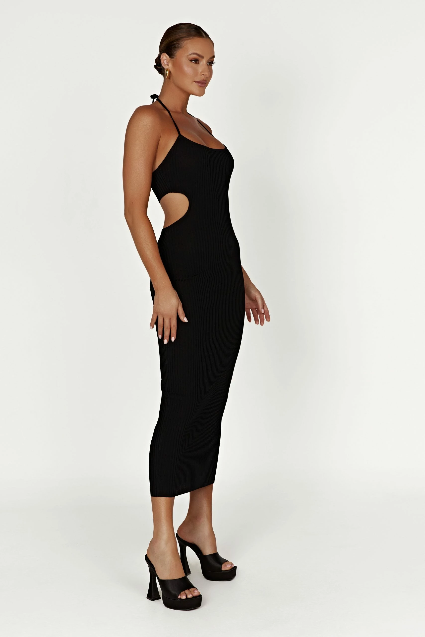Morgan Halter Knit Midi Dress - Black 6 Morgan Halter Knit Midi Dress - Black - Image 4