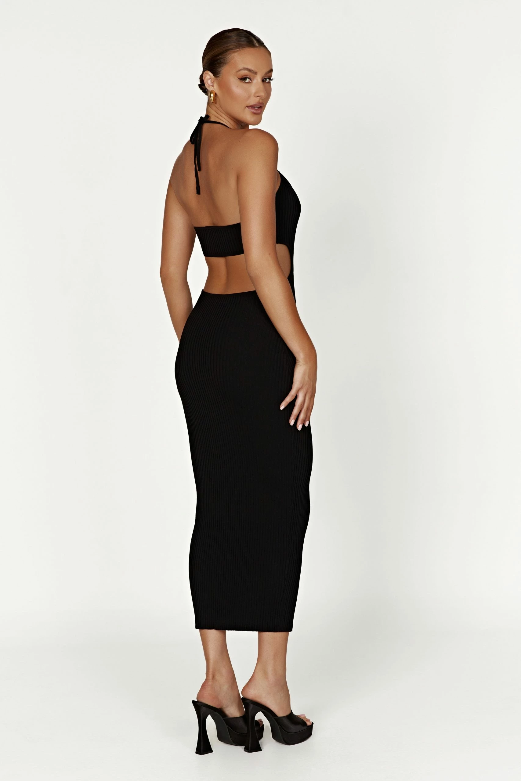 Morgan Halter Knit Midi Dress - Black 4 Morgan Halter Knit Midi Dress - Black - Image 2