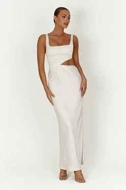 Gianna Maxi Dress - Silver -Meshki Shop 20230317 meshki ecomm linen katie1628