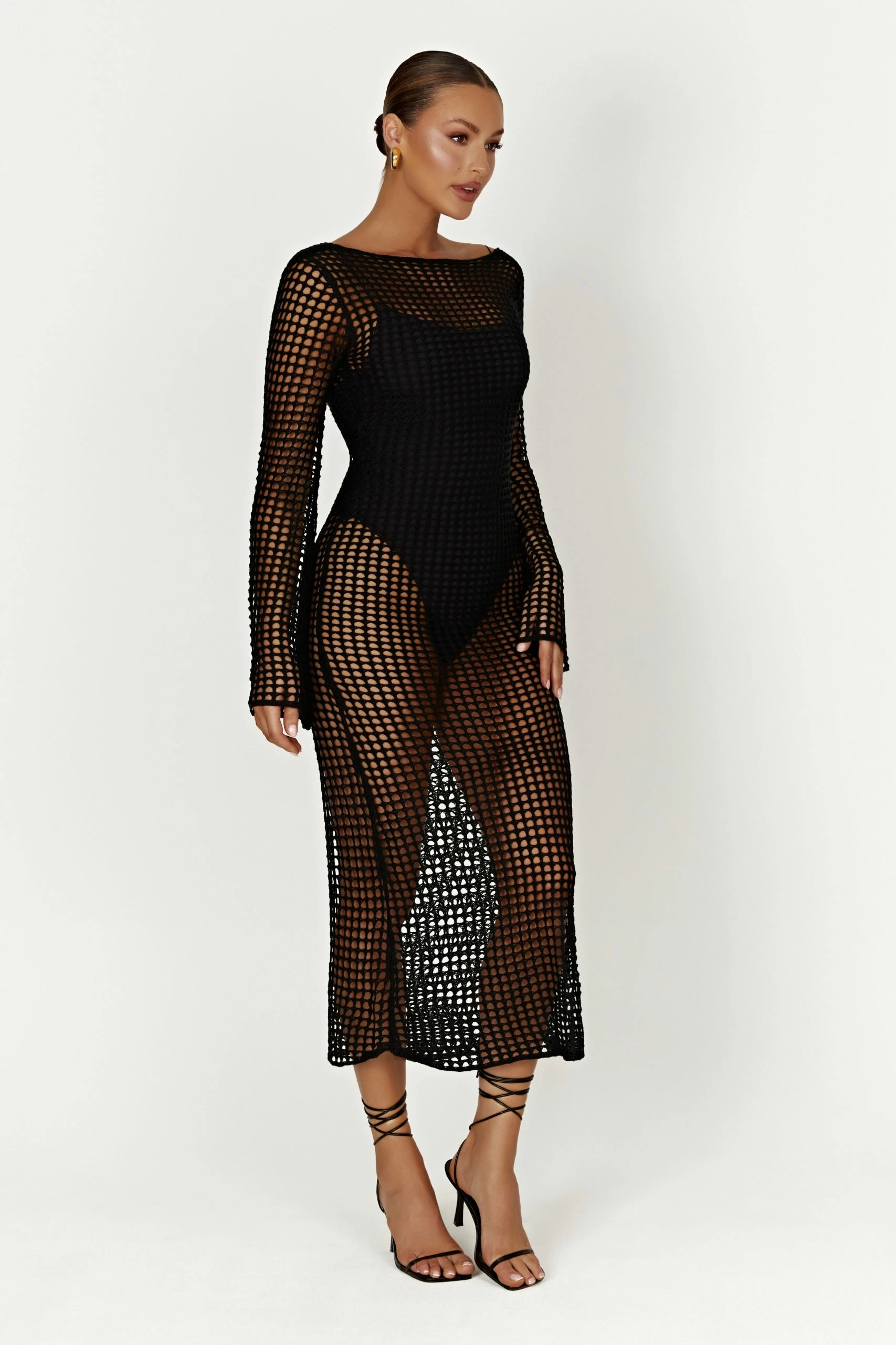 BSD Murphy Long Sleeve Crochet Maxi Dress - Black 10 BSD Murphy Long Sleeve Crochet Maxi Dress - Black - Image 8