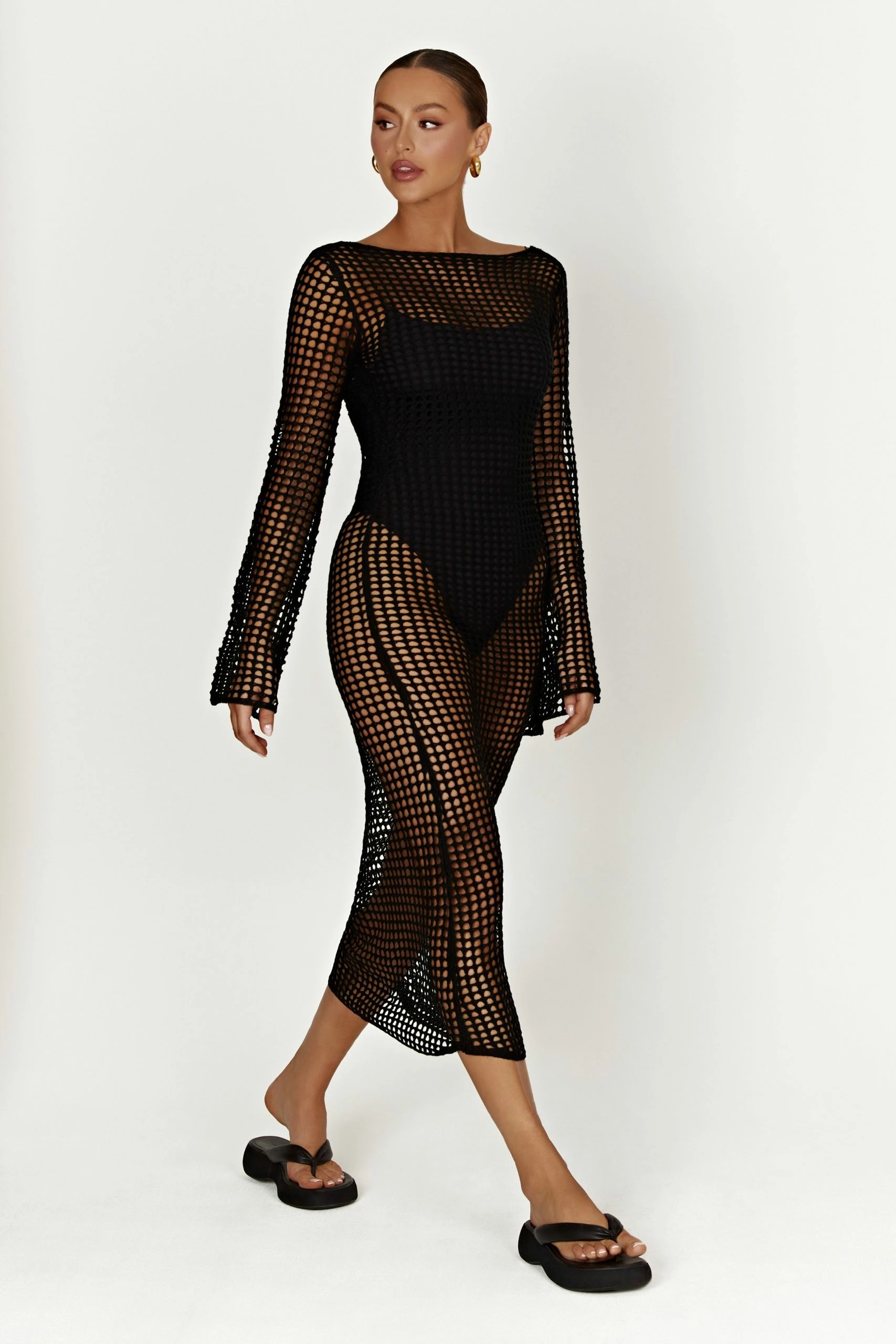 BSD Murphy Long Sleeve Crochet Maxi Dress - Black 8 BSD Murphy Long Sleeve Crochet Maxi Dress - Black - Image 6