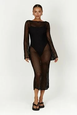 BSD Murphy Long Sleeve Crochet Maxi Dress - Black 16 BSD Murphy Long Sleeve Crochet Maxi Dress - Black -Meshki Shop 20230317 meshki ecomm linen katie1835