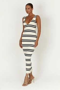 Henrietta Stripe Knit Maxi Dress - Black/White 13 Henrietta Stripe Knit Maxi Dress - Black/White -Meshki Shop 20230317 meshki ecomm linen katie1921