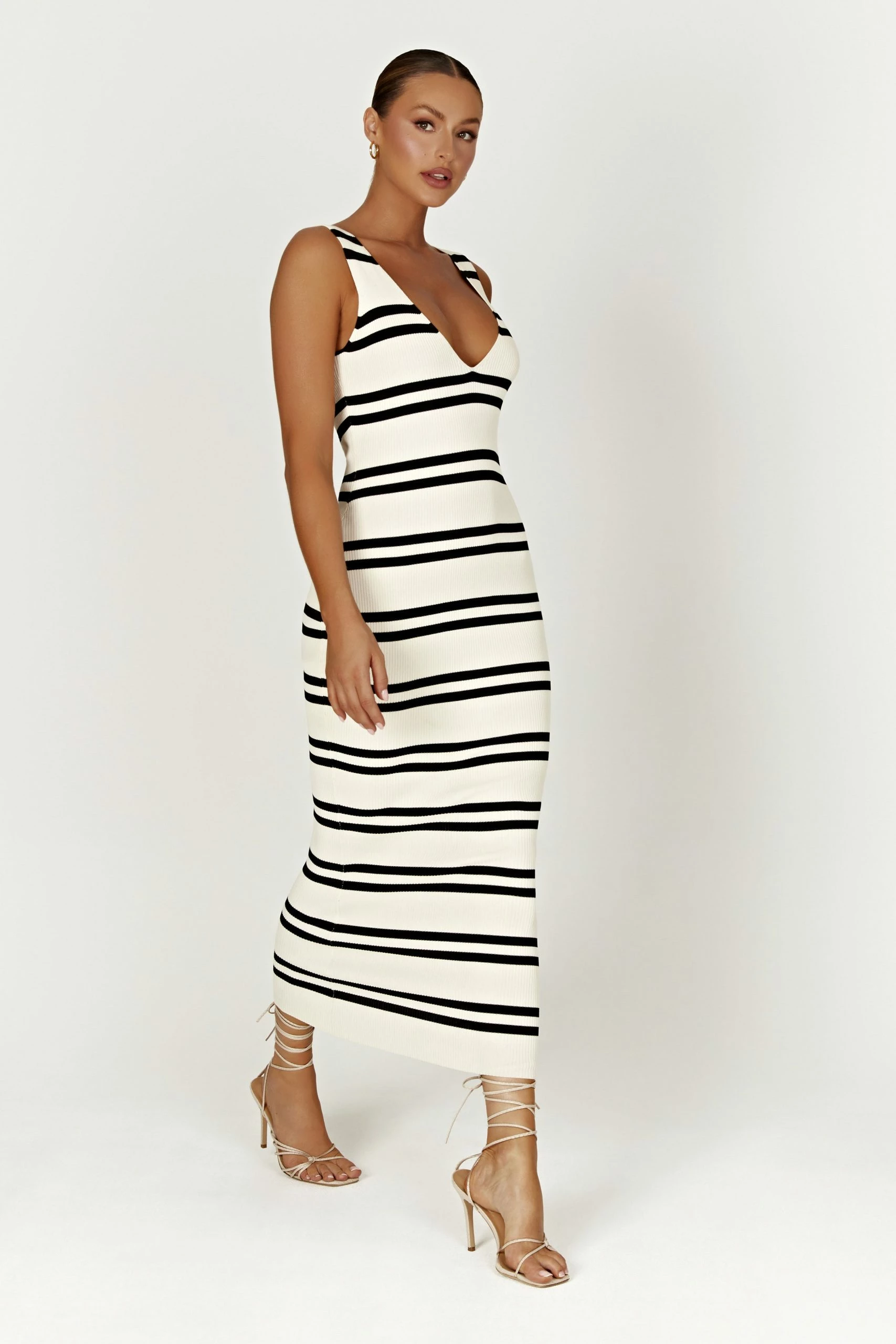 Henrietta Stripe Knit Maxi Dress - Black/White 9 Henrietta Stripe Knit Maxi Dress - Black/White - Image 7