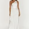 Calliope One Shoulder Maxi Dress - White -Meshki Shop 20230329 meshki ecomm linen00351