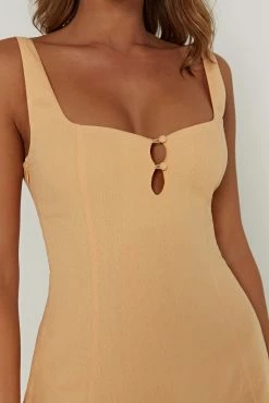 Tandie Linen Flare Mini Dress - Mango -Meshki Shop 20230329 meshki ecomm linen0469