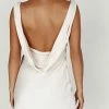 Nadia Satin Mini Dress With Cowl Back - Beige
