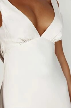 Nadia Satin Mini Dress With Cowl Back - Beige -Meshki Shop 20230330 meshki ecomm winter katite0219