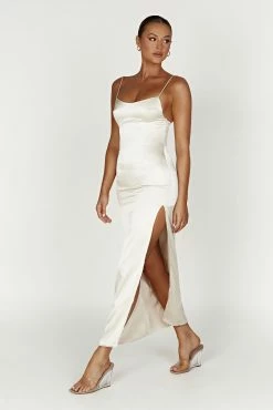 Jacinda Satin Slip Maxi Dress - Ivory -Meshki Shop 20230330 meshki ecomm winter katite0276