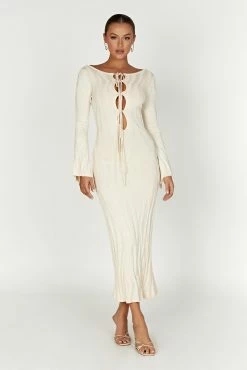 Brinley Long Sleeve Knit Maxi Dress - Ivory