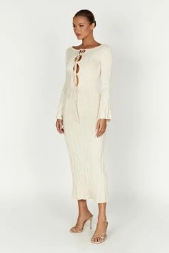 Brinley Long Sleeve Knit Maxi Dress - Ivory -Meshki Shop 20230330 meshki ecomm winter katite0729