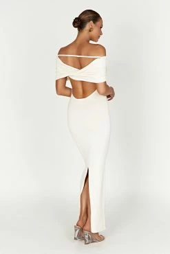 Terese Off Shoulder Knit Maxi Dress - Cream