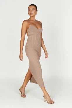 Avalon Backless Knit Midi Dress - Taupe -Meshki Shop 20230330 meshki ecomm winter katite1121