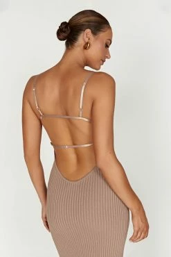 Avalon Backless Knit Midi Dress - Taupe -Meshki Shop 20230330 meshki ecomm winter katite1134