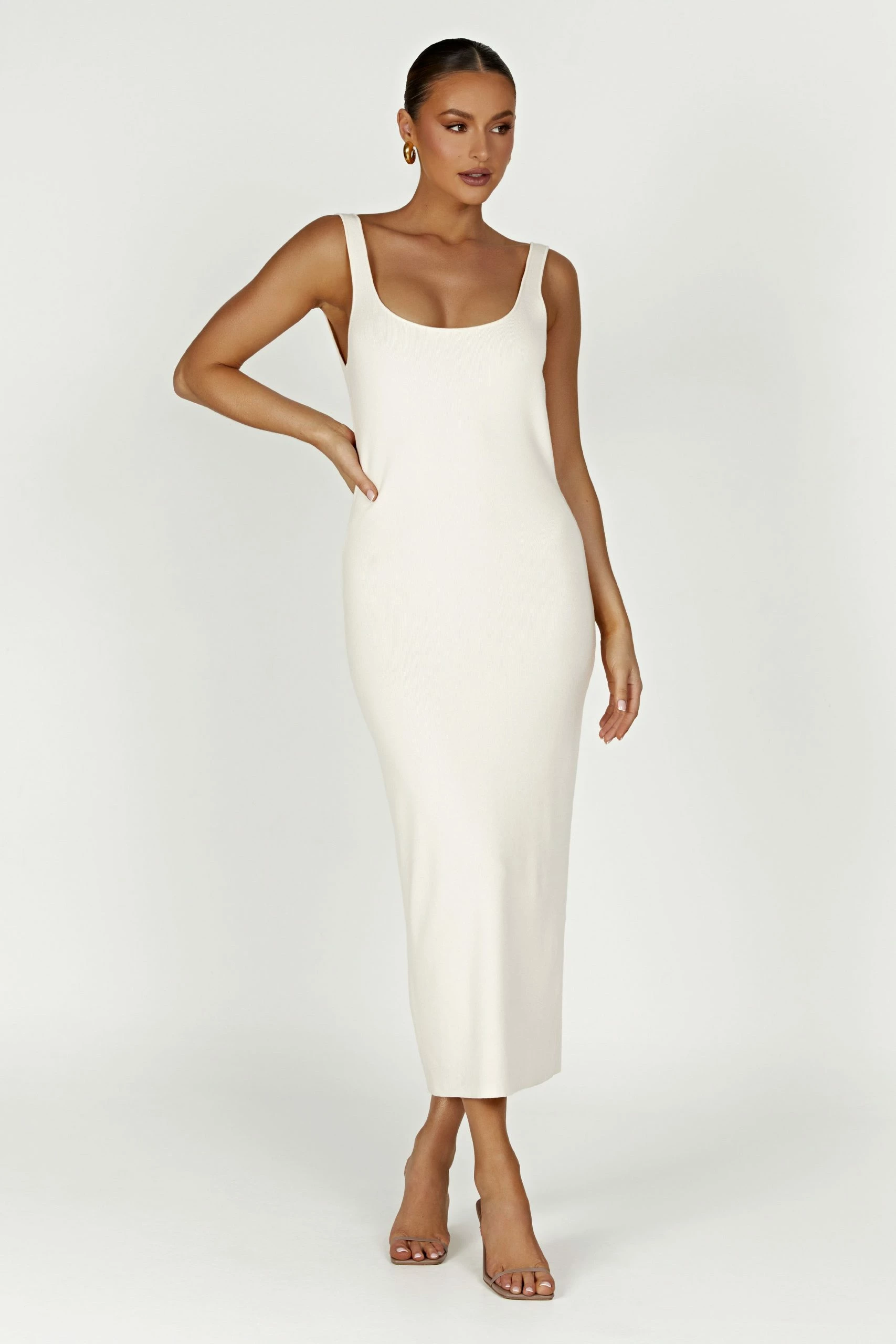 Janie Backless Knit Midi Dress - Cream 4 Janie Backless Knit Midi Dress - Cream - Image 2