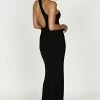 Paisley One Shoulder Knit Maxi Dress - Black