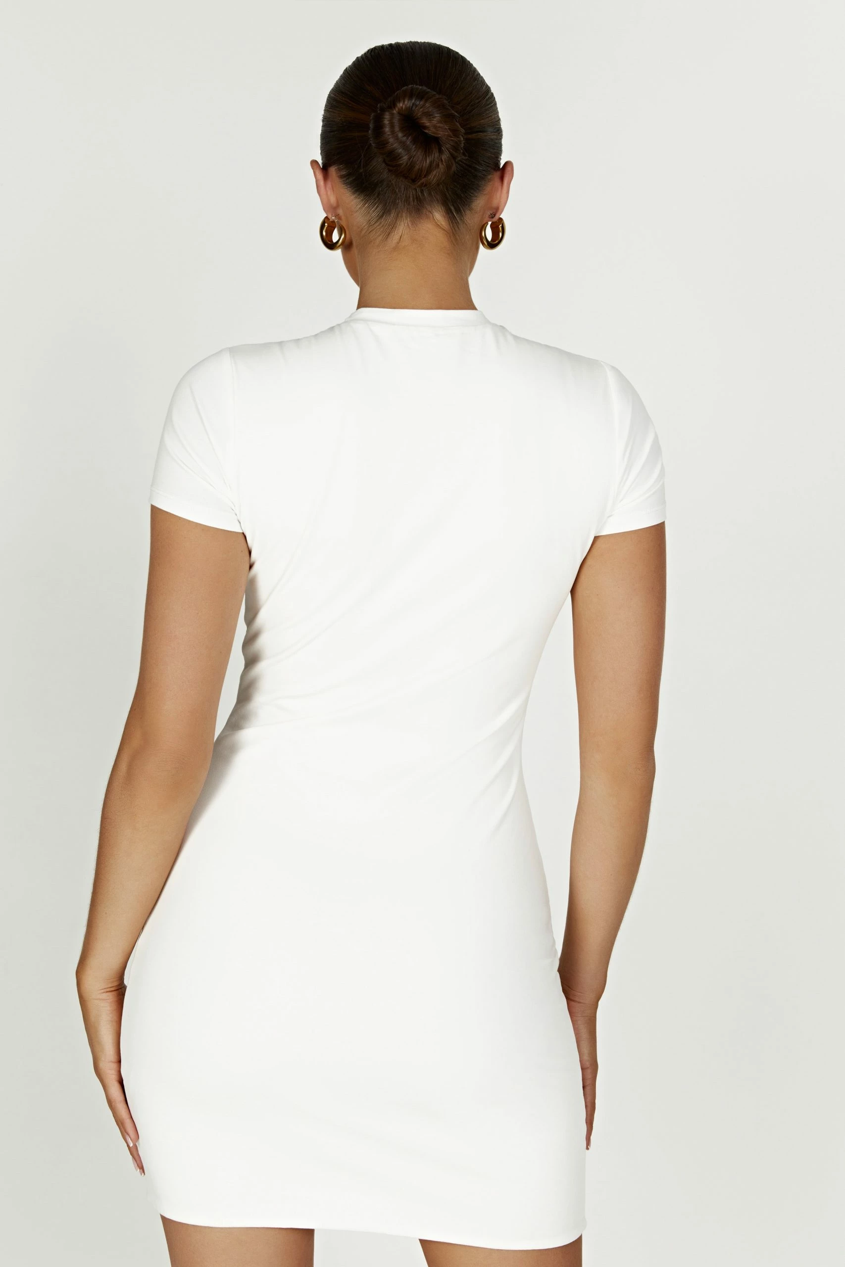 Halston Short Sleeve Mini Dress - White 4 Halston Short Sleeve Mini Dress - White - Image 2