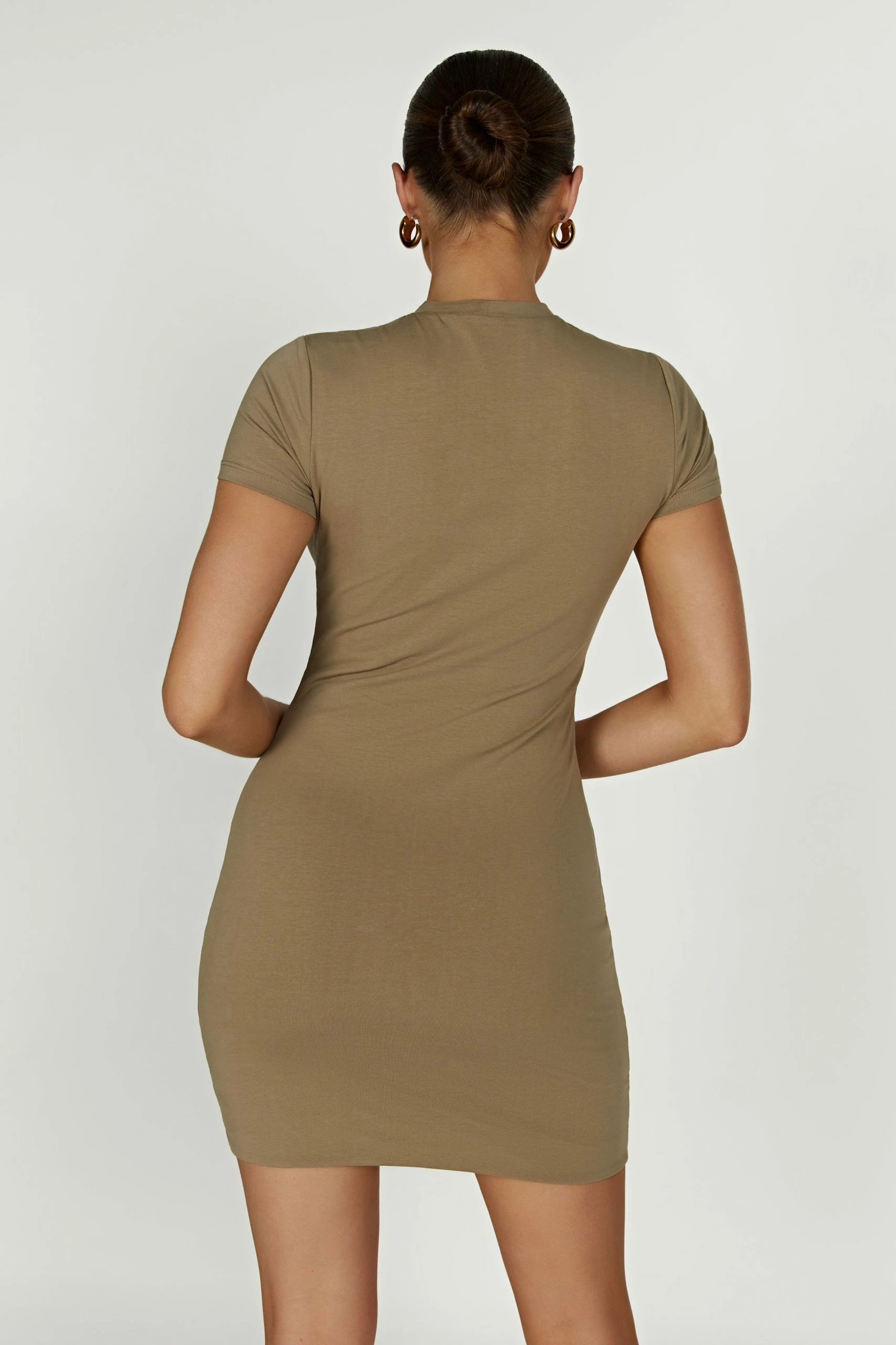 Halston Short Sleeve Mini Dress - Olive 4 Halston Short Sleeve Mini Dress - Olive - Image 2